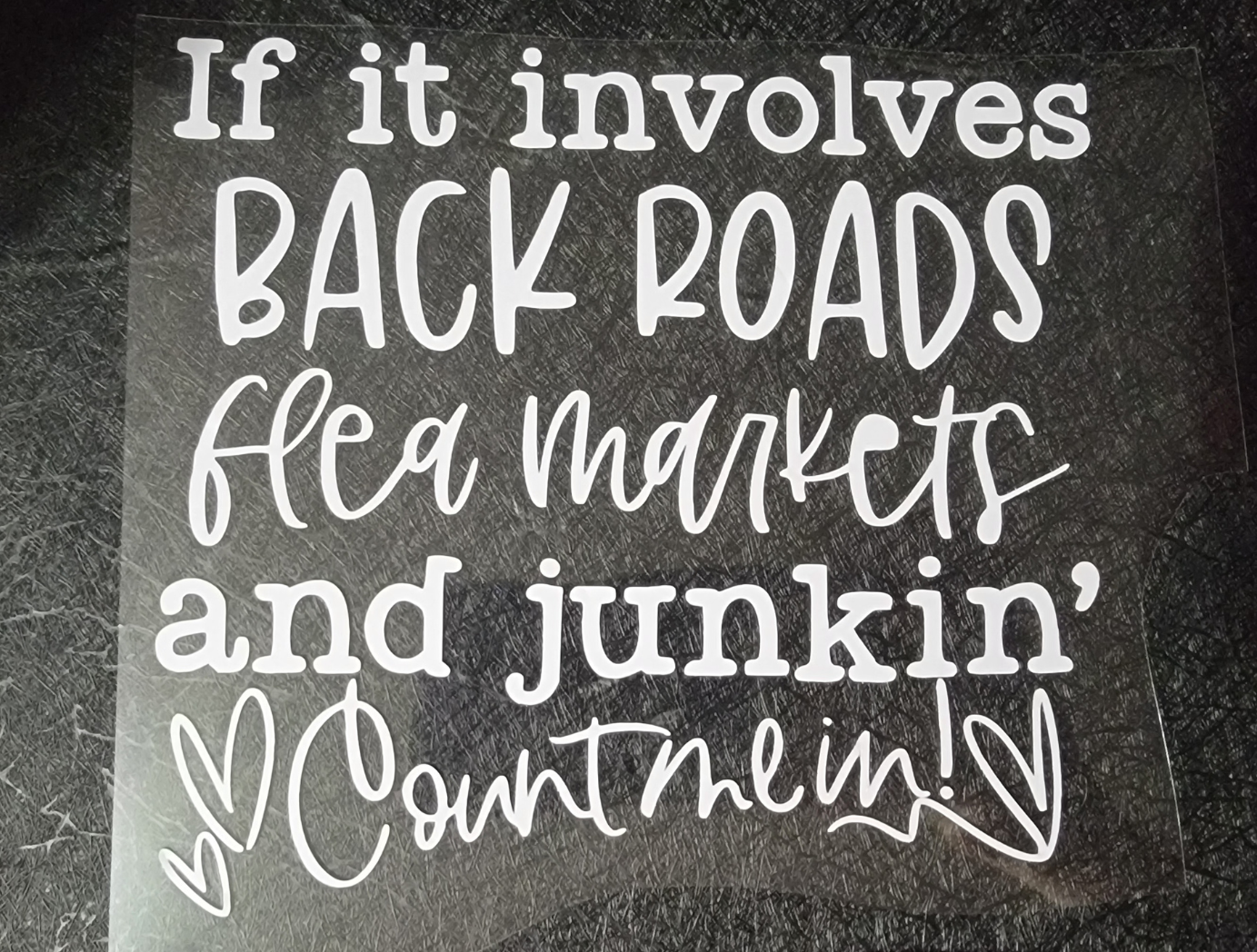 If it involves backroads, flea markets and junkin' count me in- Decal