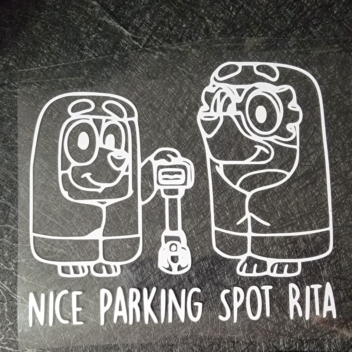 Bluey - Nice Parking Spot Rita inverted- Decal
