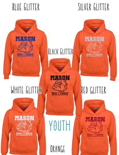 Mason Bulldogs - Youth - (GLITTERED VERSION) HOODIE - Style 3