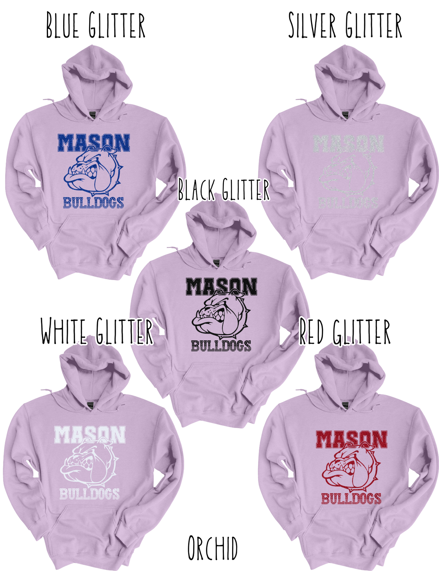 Mason Bulldogs (GLITTERED VERSION)- Adult Hoodie - Style 3