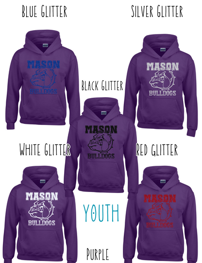 Mason Bulldogs - Youth - (GLITTERED VERSION) HOODIE - Style 3