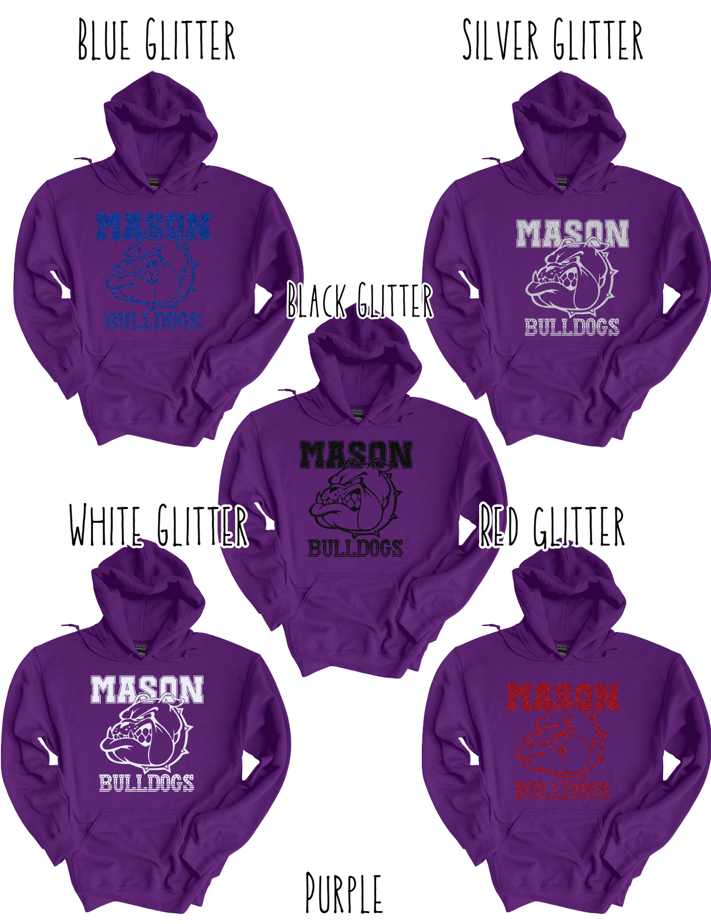 Mason Bulldogs (GLITTERED VERSION)- Adult Hoodie - Style 3