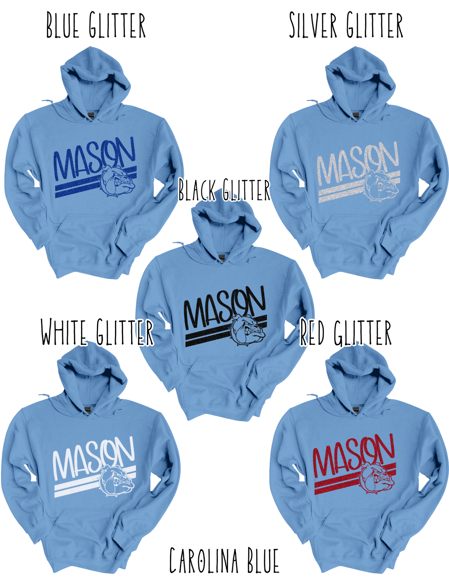 Mason Bulldogs (GLITTERED VERSION)- Adult Hoodie - Style 5