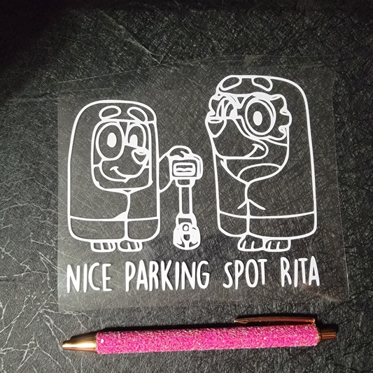 Bluey - Nice Parking Spot Rita inverted- Decal