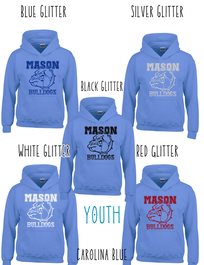 Mason Bulldogs - Youth - (GLITTERED VERSION) HOODIE - Style 3