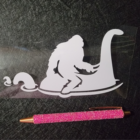 Sasquatch riding Nessie - Decal