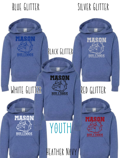 Mason Bulldogs - Youth - (GLITTERED VERSION) HOODIE - Style 3