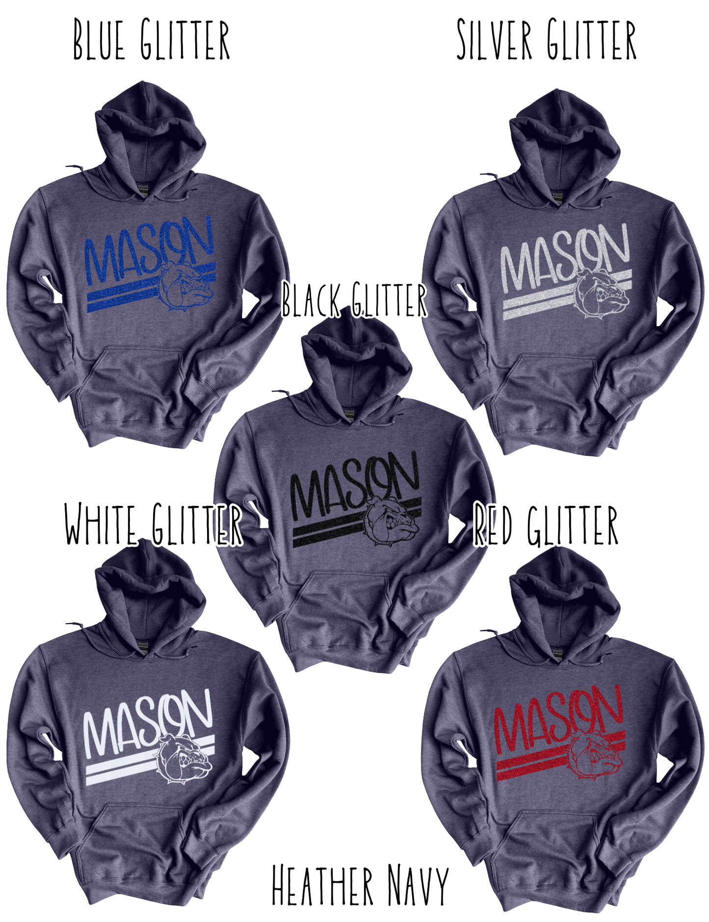 Mason Bulldogs (GLITTERED VERSION)- Adult Hoodie - Style 5