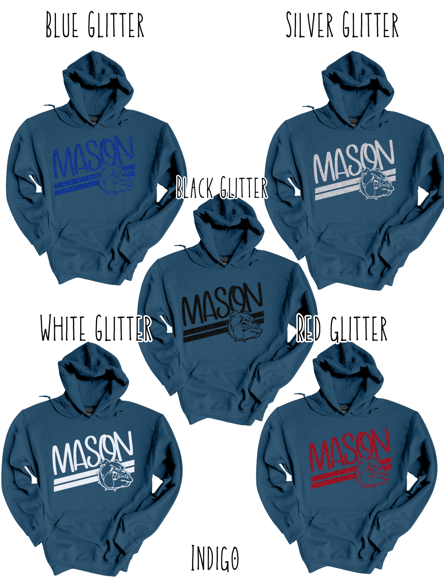 Mason Bulldogs (GLITTERED VERSION)- Adult Hoodie - Style 5