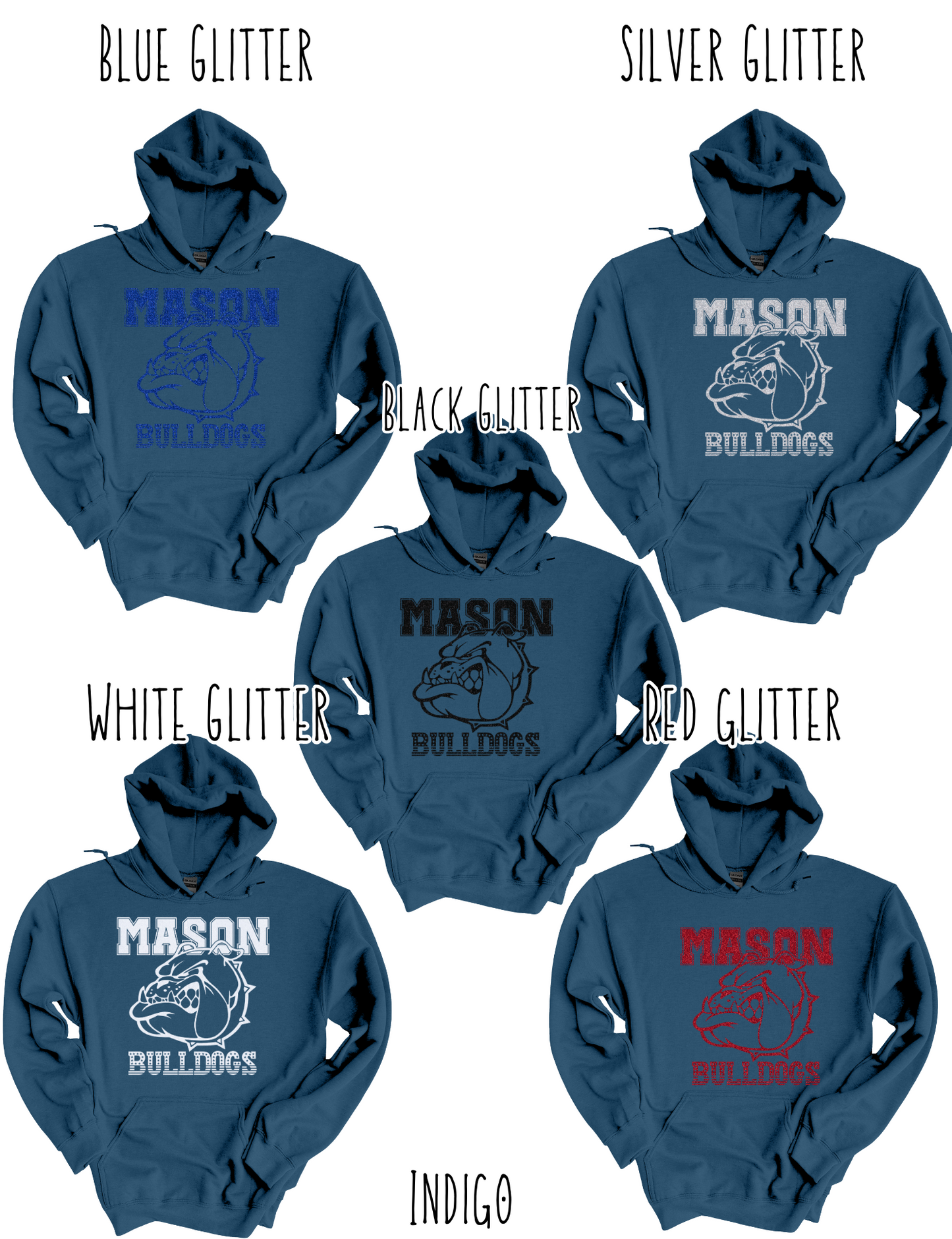 Mason Bulldogs (GLITTERED VERSION)- Adult Hoodie - Style 3