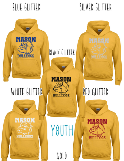 Mason Bulldogs - Youth - (GLITTERED VERSION) HOODIE - Style 3