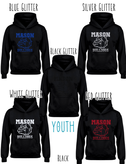 Mason Bulldogs - Youth - (GLITTERED VERSION) HOODIE - Style 3