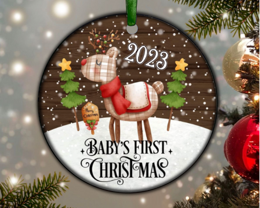 Baby's First Christmas Buck 2023 Ceramic Ornament