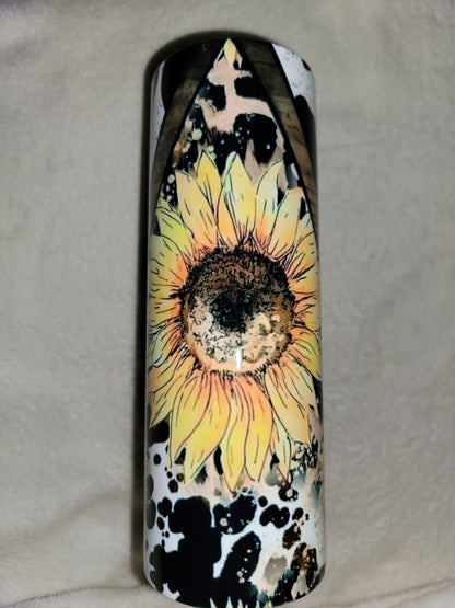 Sunflower Cowprint 20-ounce Stainless Steel Tumbler