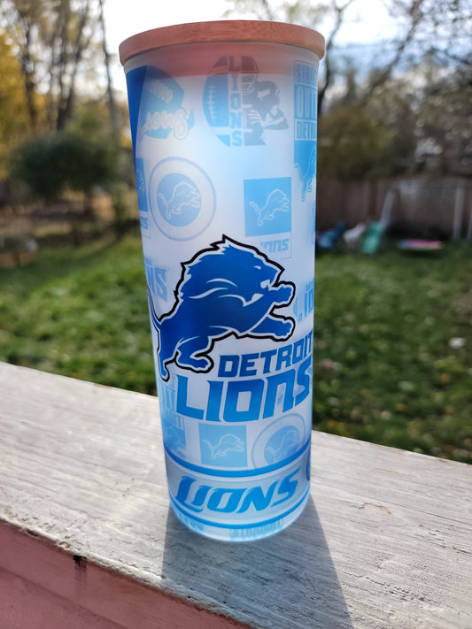 Detroit Lions style 1 - 25-ounce Frosted Glass tumbler