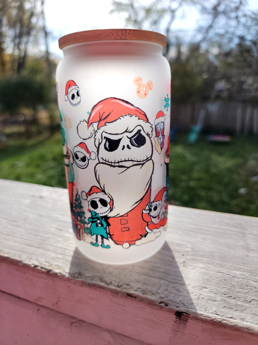 Nightmare Before Christmas- 16-ounce frosted glass tumbler