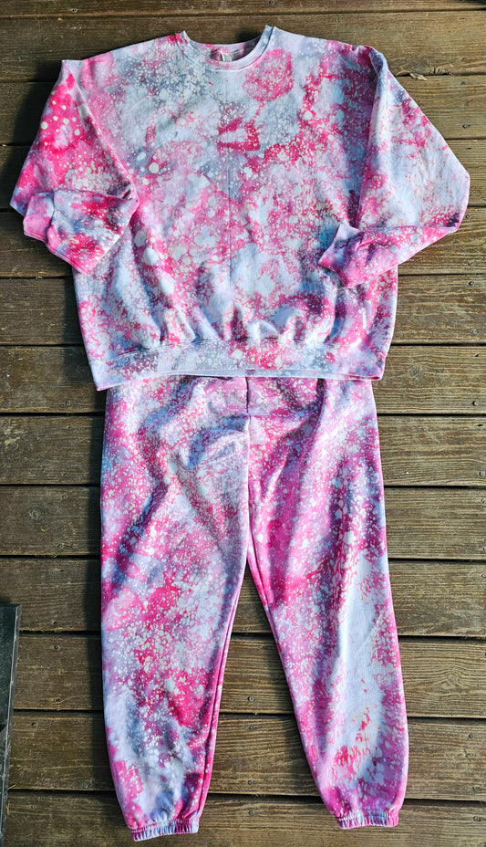 Crewneck and Pant SET - Moonlit Hibiscus Ice Dye - Adult Sizing