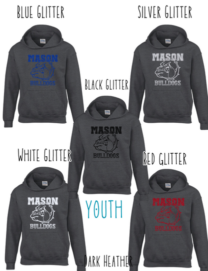 Mason Bulldogs - Youth - (GLITTERED VERSION) HOODIE - Style 3