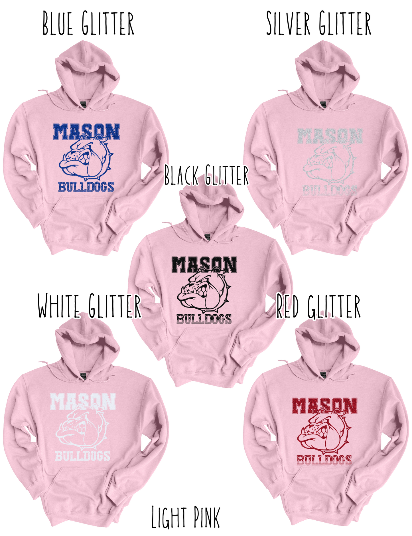 Mason Bulldogs (GLITTERED VERSION)- Adult Hoodie - Style 3