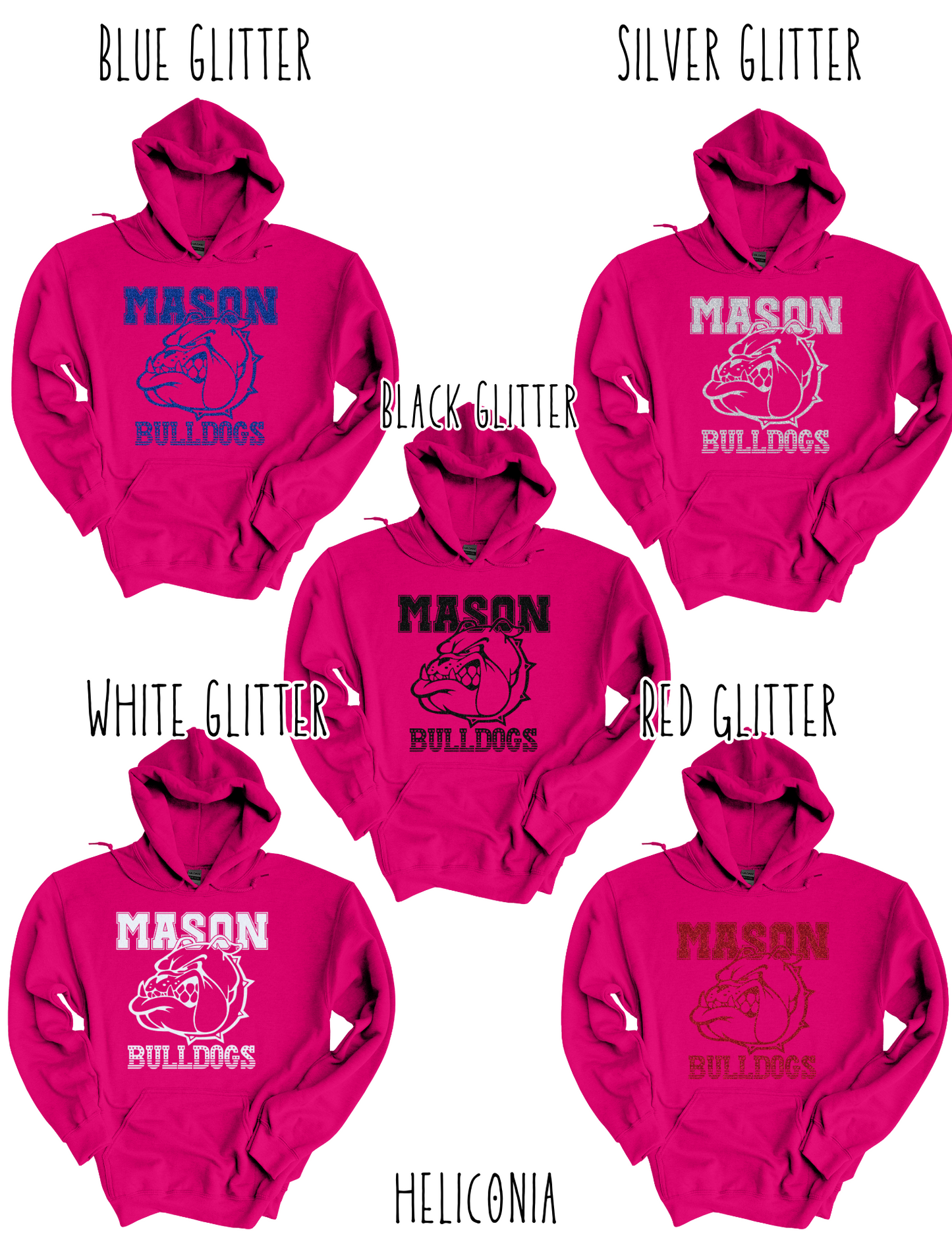 Mason Bulldogs (GLITTERED VERSION)- Adult Hoodie - Style 3