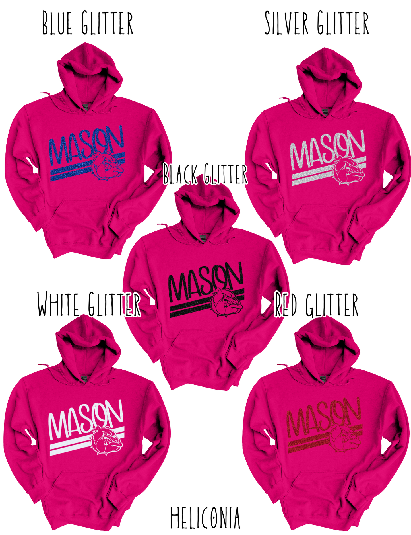 Mason Bulldogs (GLITTERED VERSION)- Adult Hoodie - Style 5