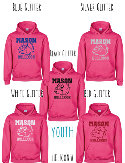 Mason Bulldogs - Youth - (GLITTERED VERSION) HOODIE - Style 3