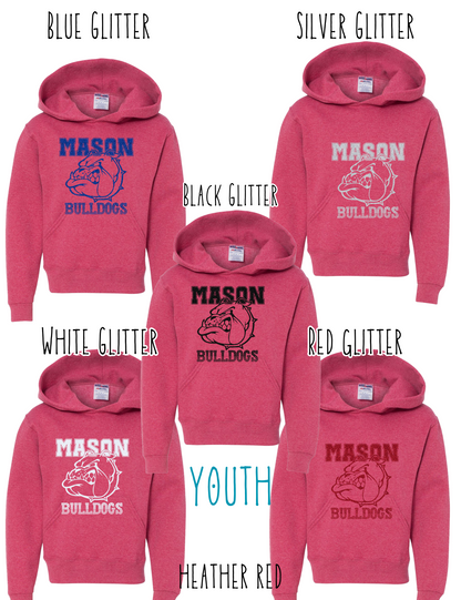 Mason Bulldogs - Youth - (GLITTERED VERSION) HOODIE - Style 3