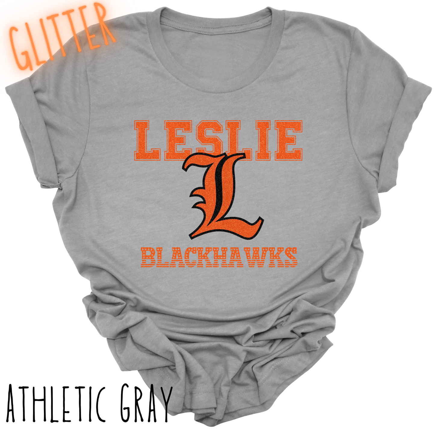 Leslie Blackhawks -Adult T-shirt(GLITTERED VERSION) -style 1