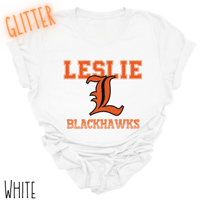 Leslie Blackhawks -Adult T-shirt(GLITTERED VERSION) -style 1