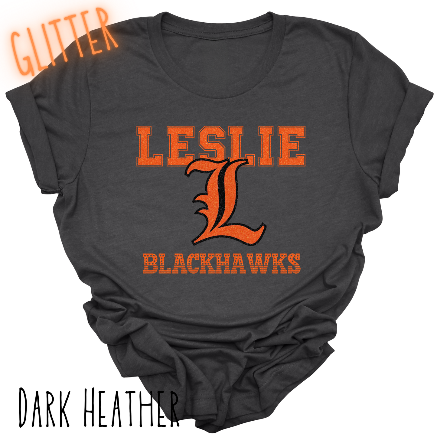 Leslie Blackhawks -Adult T-shirt(GLITTERED VERSION) -style 1