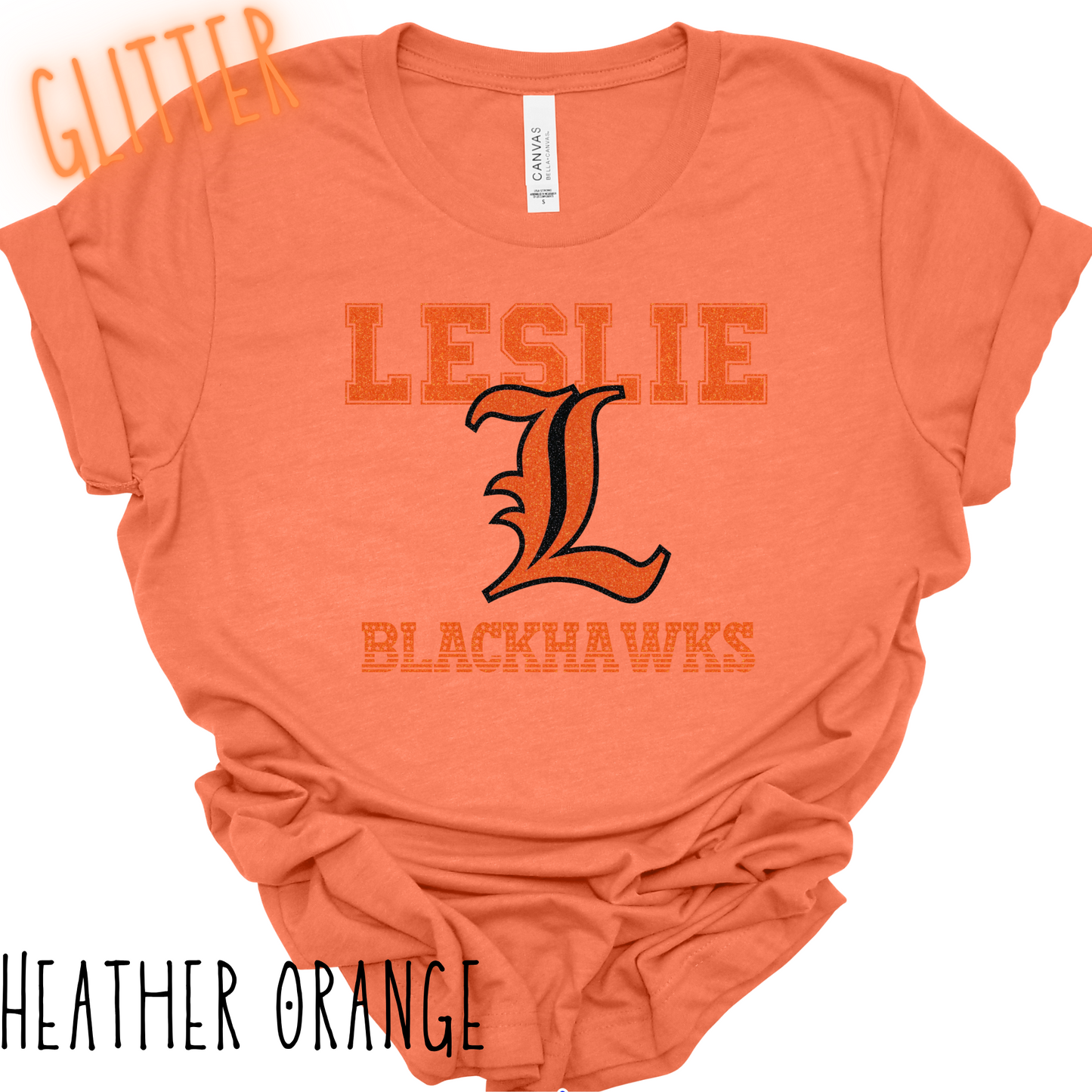 Leslie Blackhawks -Adult T-shirt(GLITTERED VERSION) -style 1