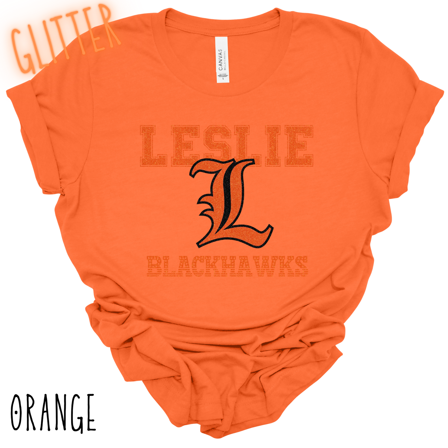 Leslie Blackhawks -Adult T-shirt(GLITTERED VERSION) -style 1