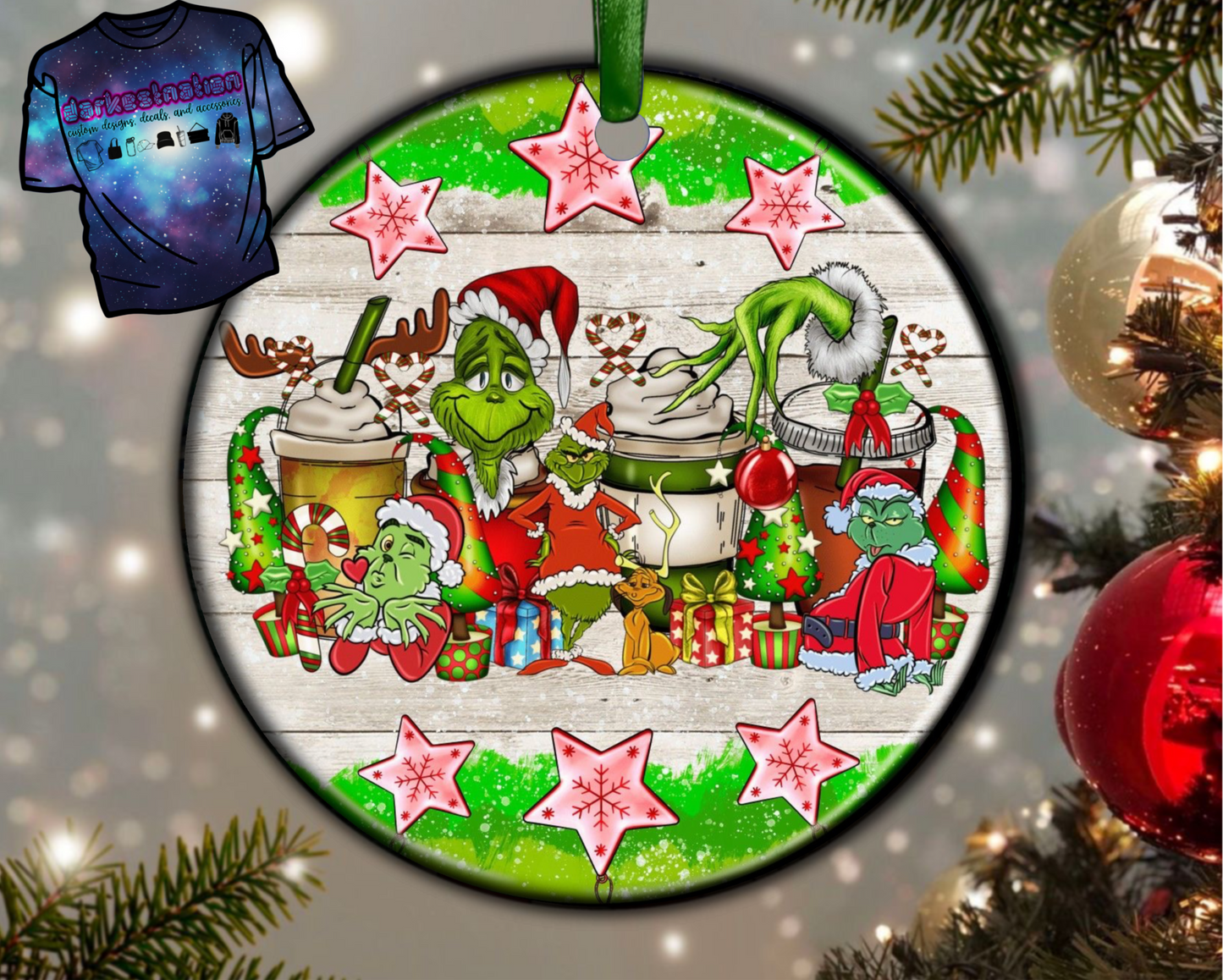 Grinch Drink Ceramic Ornament