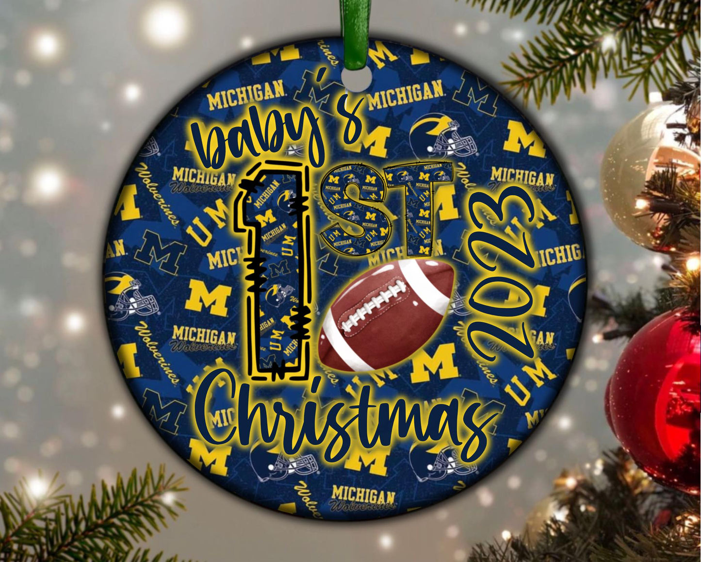 Baby's First Christmas UOFM 2023 Ceramic Ornament