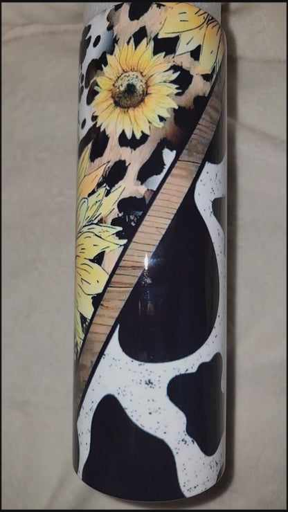 Sunflower Cowprint 20-ounce Stainless Steel Tumbler