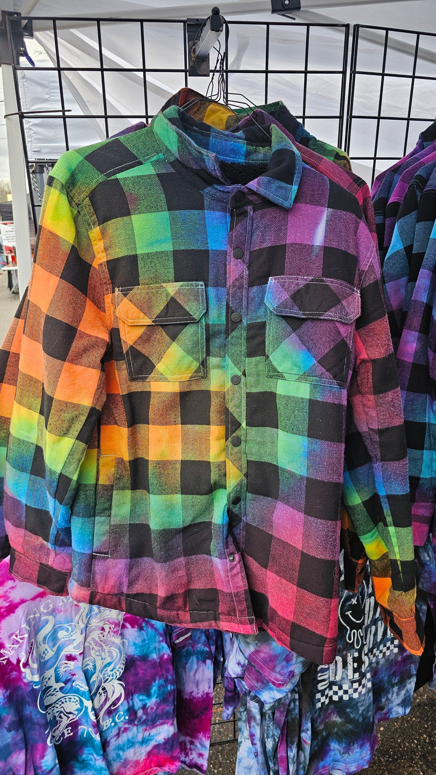 Fleece Lined Flannel Jacket - Rainbow