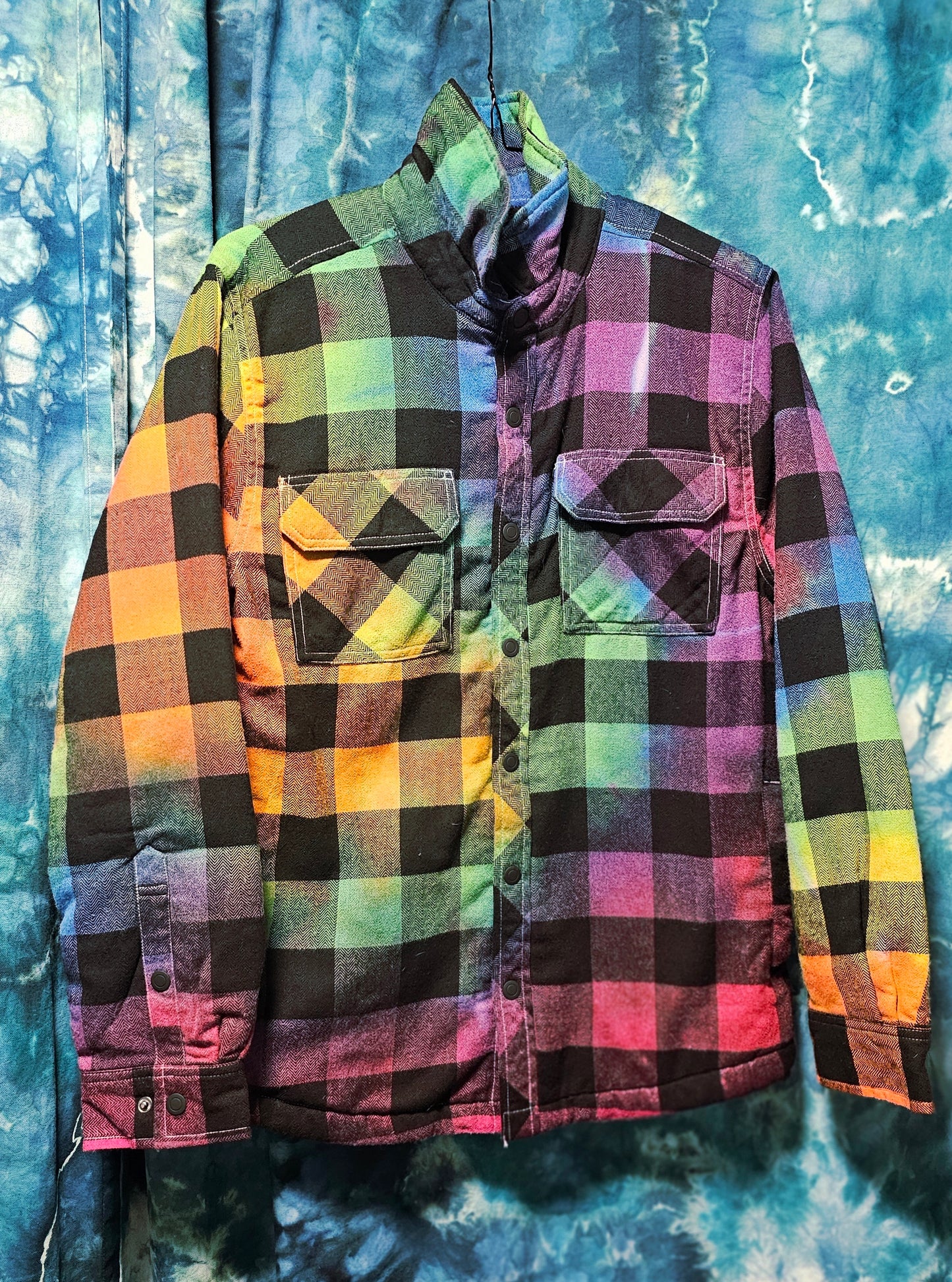 Fleece Lined Flannel Jacket - Rainbow